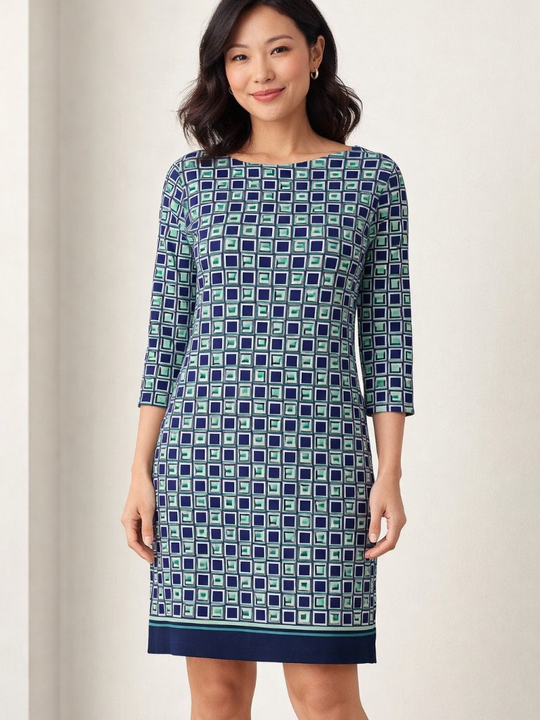 Talbots Geometric Print Shift Dress Size 6p